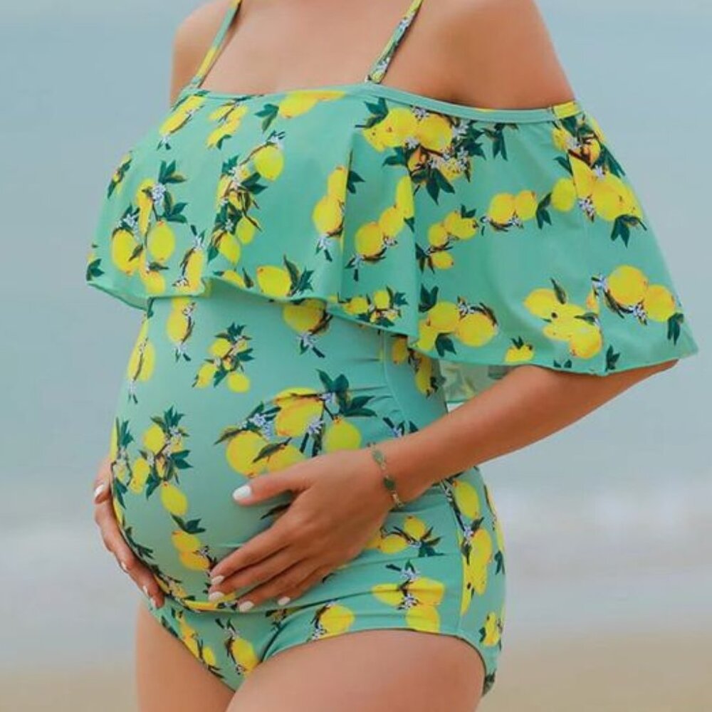 COPY - Summer Mae Off The Shoulder Maternity Bathing Suit Adjusts One Piece Swi…